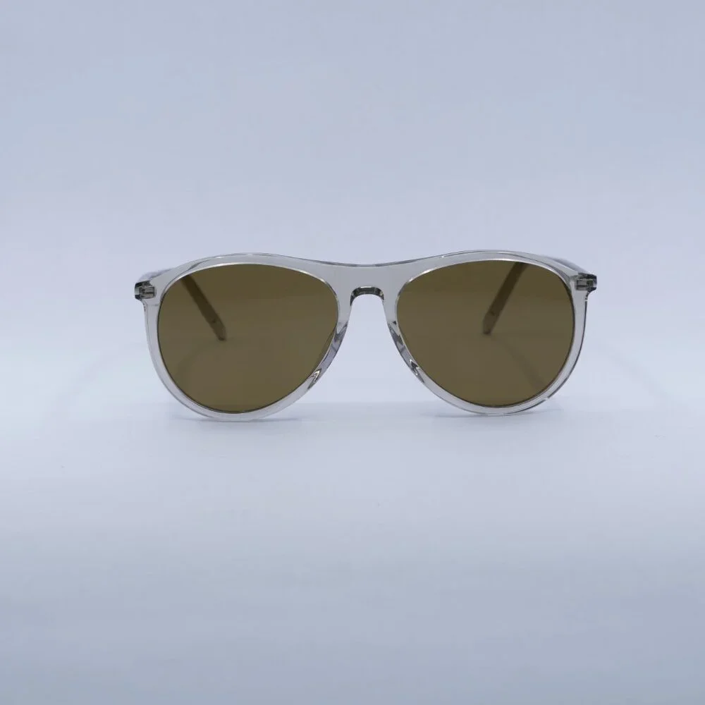Saint Laurent SL667 004 Sunglasses Beige Aviator Frame, Brown Lenses - Picture 2 of 11